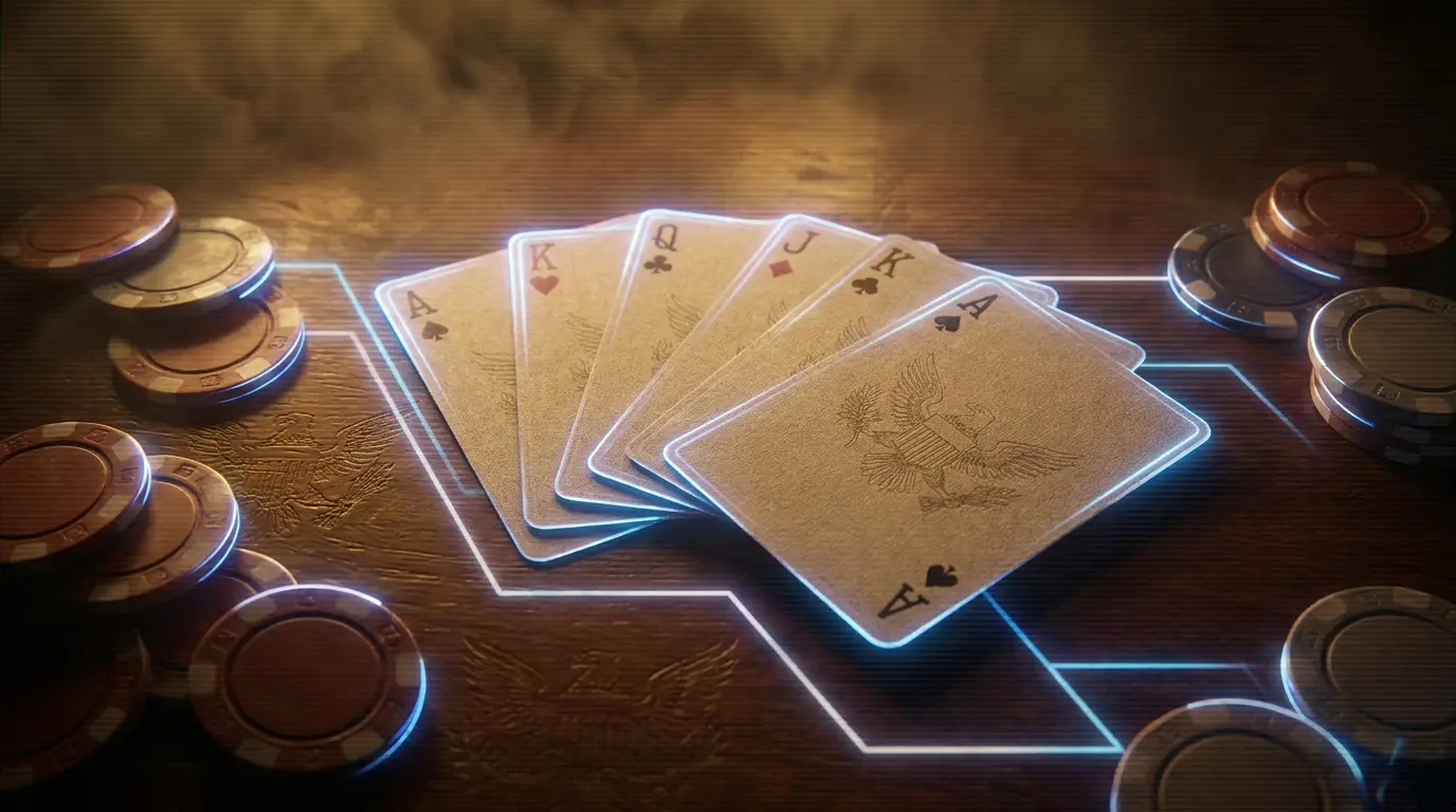 Spielkarten und Chips auf elegantem Casino-Tisch