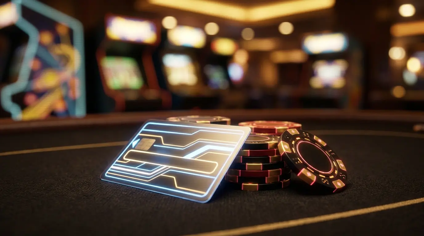 Kreditkarte auf Casinochips in deutschen Farben