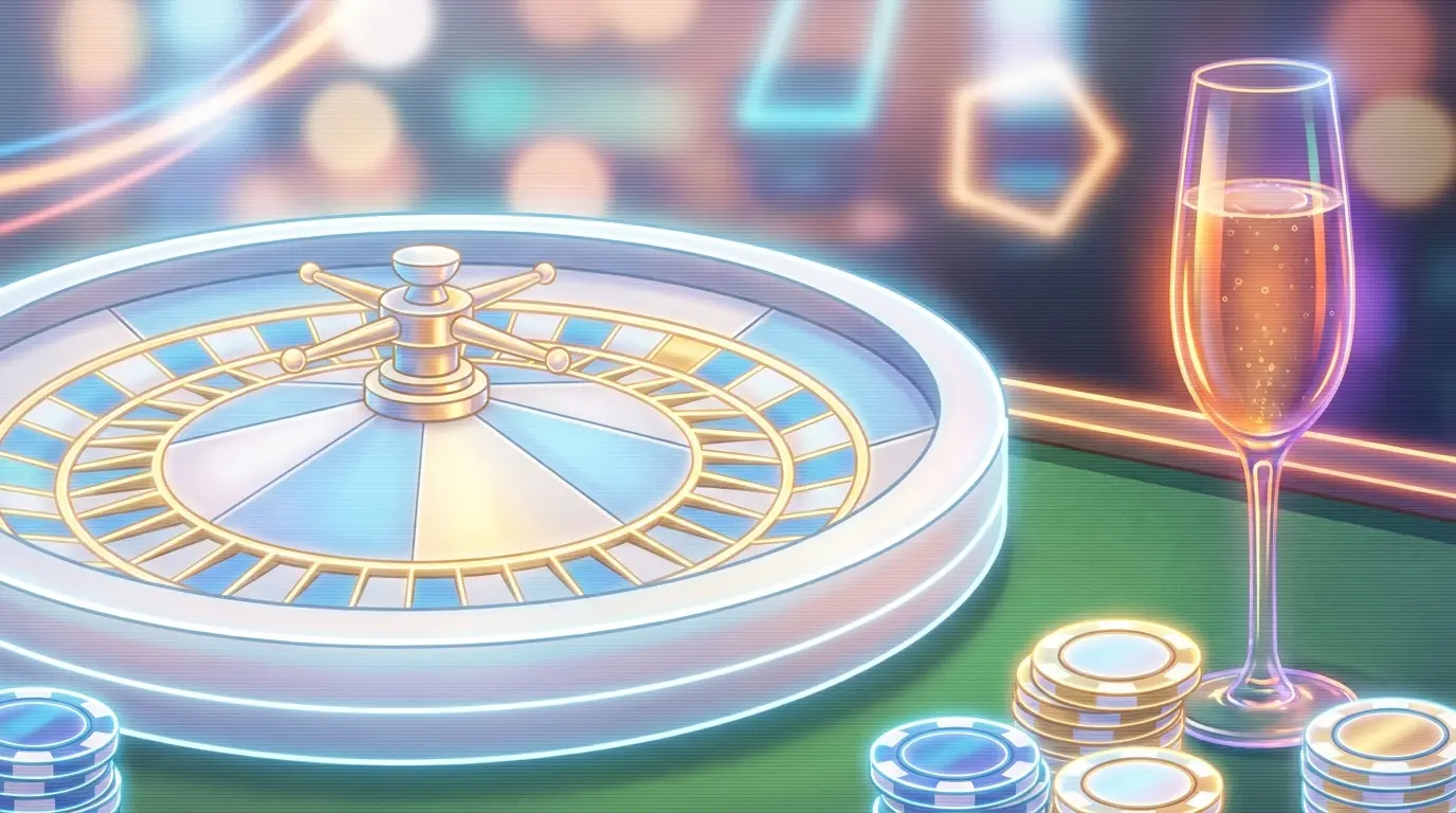 Roulette-Rad mit Chips in deutschen Farben im Casino-Ambiente
