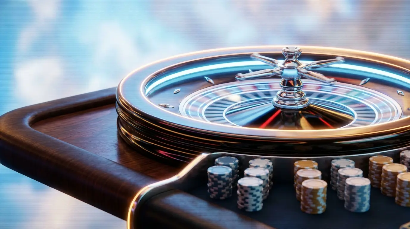 Roulette-Rad und Chips in deutschen Farben