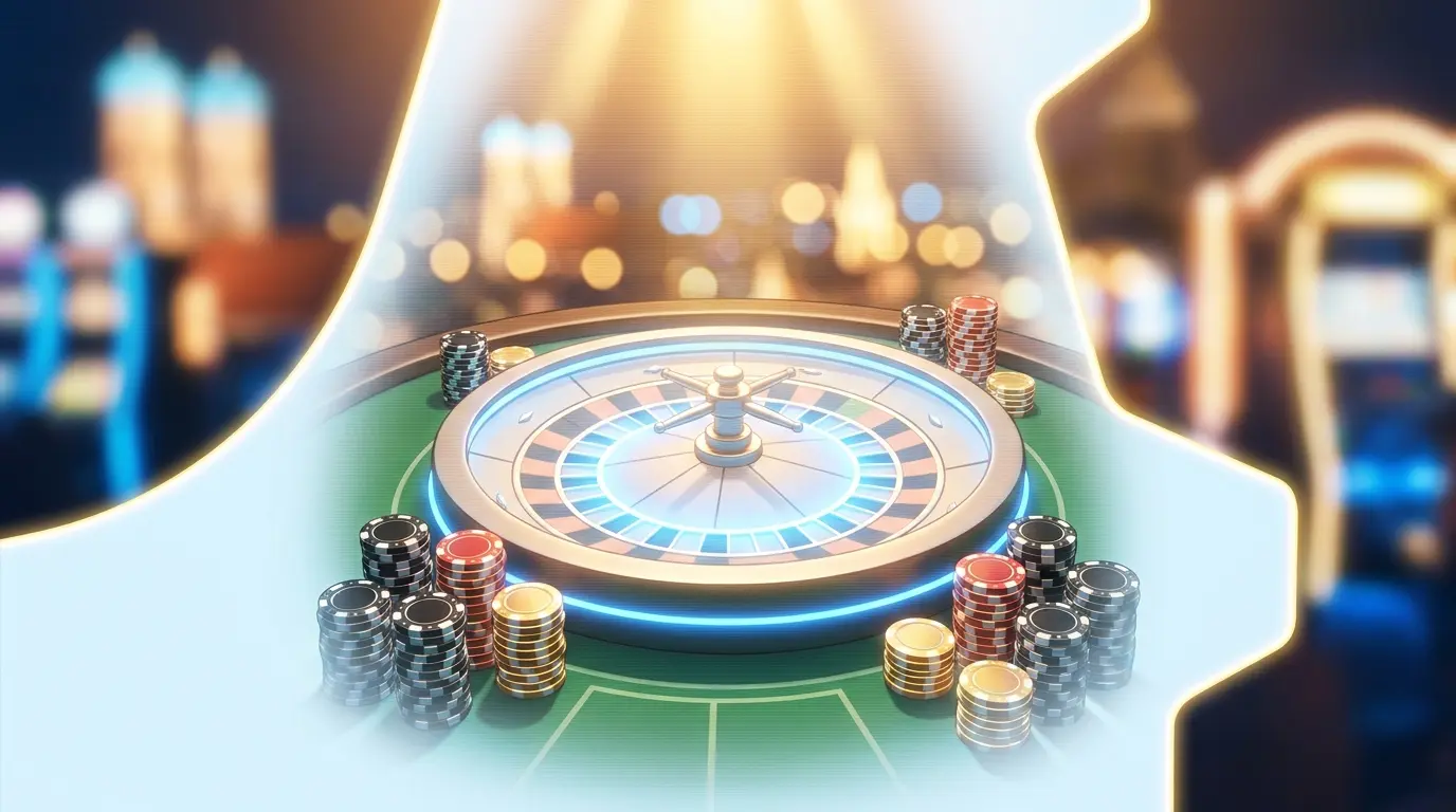 Roulette-Rad mit Casino-Chips in deutschen Farben
