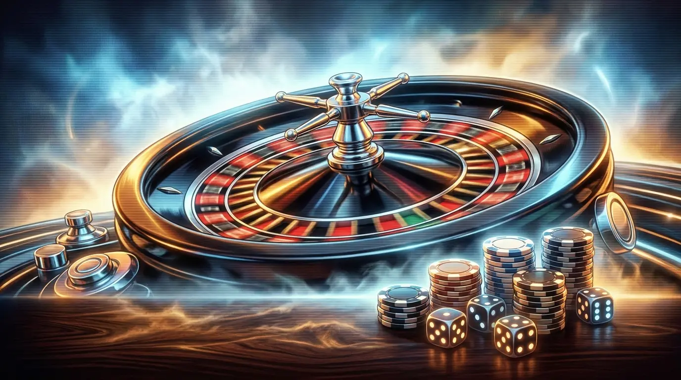 Roulette-Rad mit Spielchips in deutscher Casino-Atmosphäre