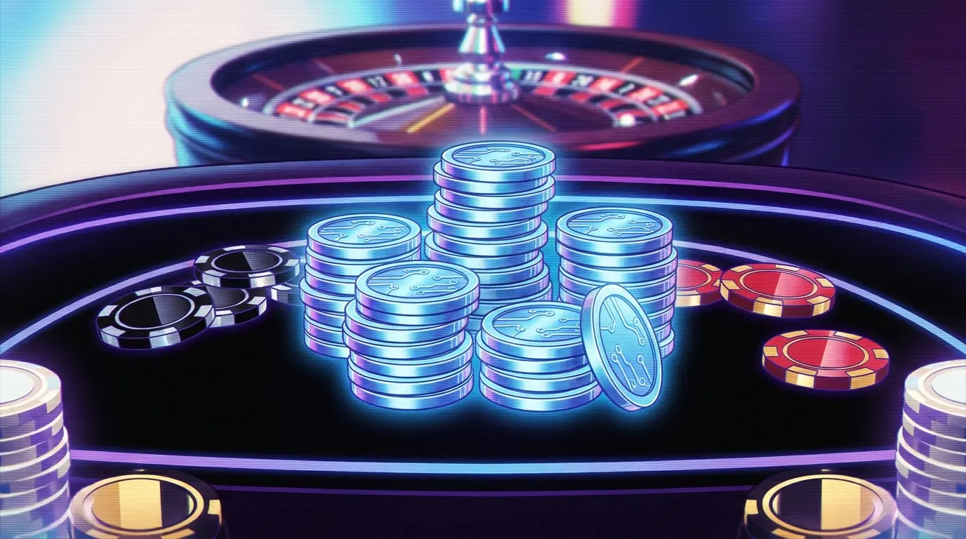 Tron-Kryptomünzen mit Casino-Chips in deutschen Farben